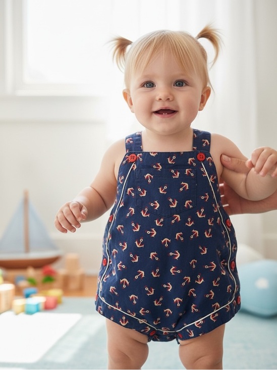 Ralph Lauren Other - Ralph Lauren Nautical Anchor Print Baby Romper Size 9M